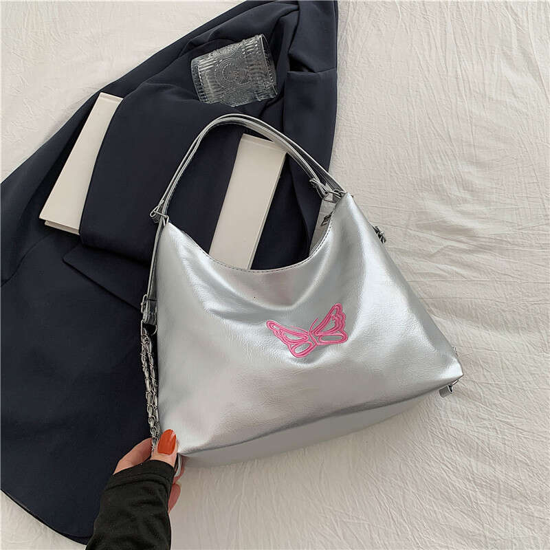 New Fashionable Embroidered Butterfly Multi Purpose Shoulder Bucket Bag, Casual Soft Surface Large Capacity Women's Backpack