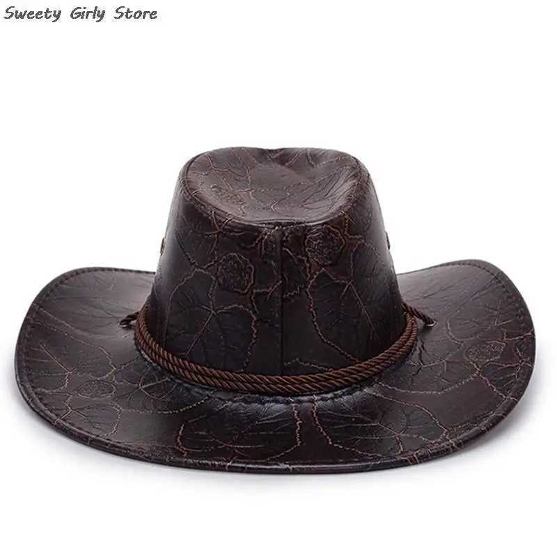 Cowboy Western Sun Hat Womens Knight Hat Retro Leather C Gentleman Jazz C Prairie Riding Visors Cheau W241225