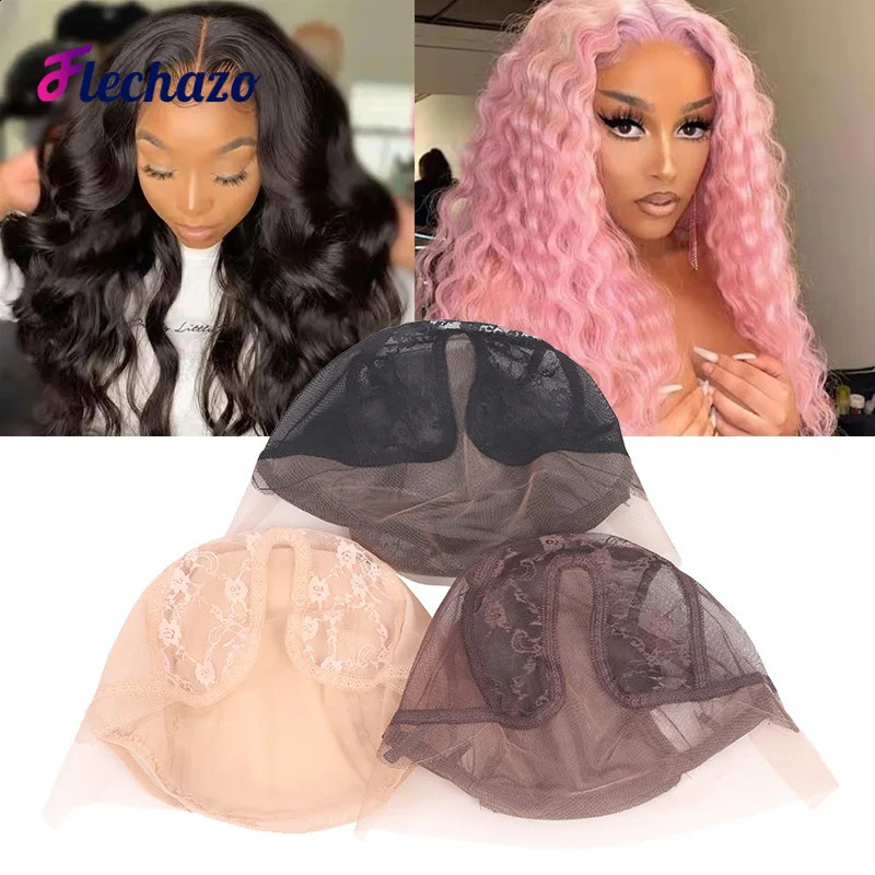 Wig Caps for Making Lace Wigs Deep U Part Lace Wig Weaving Cap Mesh Base Machine Made Stretchy Net with Adjustable Straps 241226