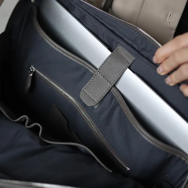 Women Genuine Leather Briefcase With Computer Compartment Fashion Handbag With Zipper High Quality Shoulder Bags Laptop 241225