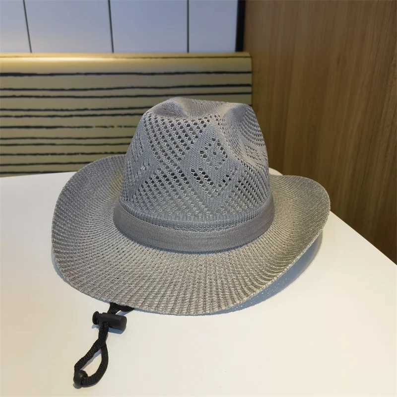 Cowboy Hat Mens Summer Hat Fedoras Western Cowboy Hat Windproof Panama Jazz Beach Hat Retro Gorilla Para Mujer W241225