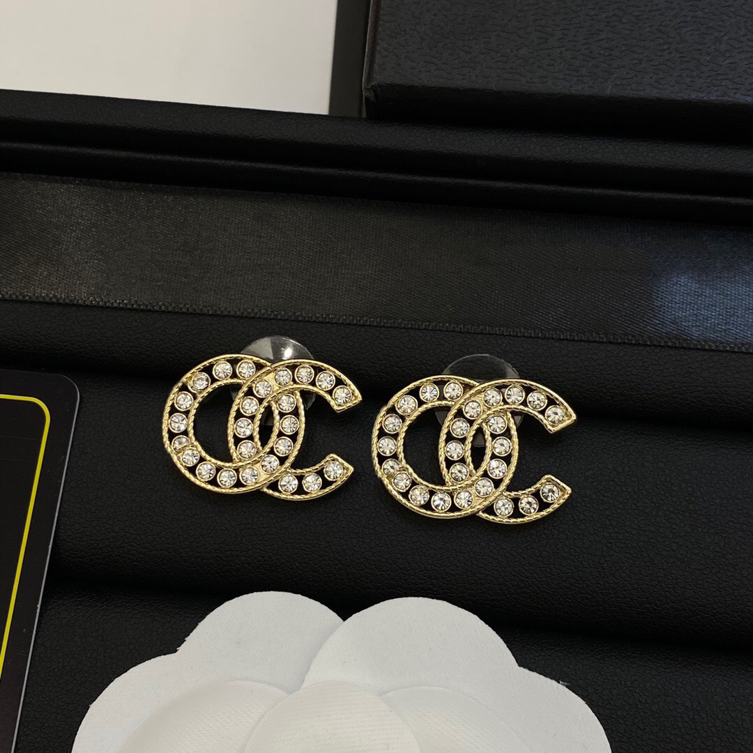 New Women Fashion Designer Studs Earrings Hollow Square-Cut Diamond Letter Studs - Trendy Earrings for the Modern Look