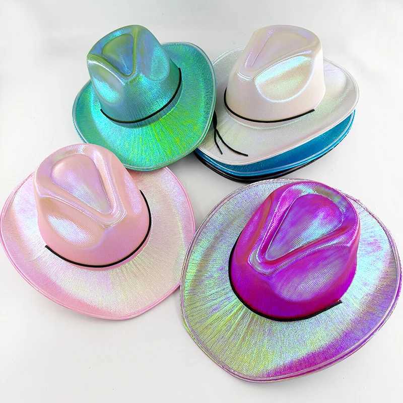 Wirel Glowing Cowboy Hats Concert Masquerade Bar Cowboy Supplies Bride To Be Hat Woman Disco Bride LED Cowboy Hat W241225