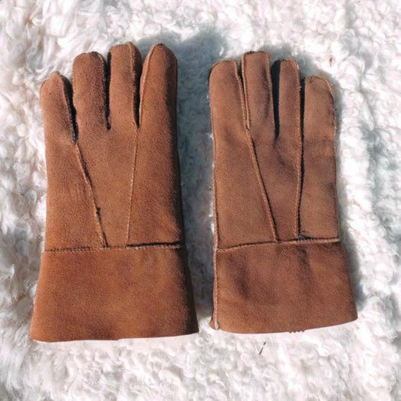 Winter Genuine Sheepskin Gloves Men Tactical Gloves Woolen Warm Thick Handmade Work Gloves 241226
