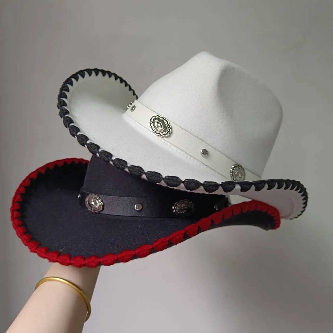 New denim hat knitted edge European and American jazz hat mens and womens jazz denim hat winter climbing hat W241225