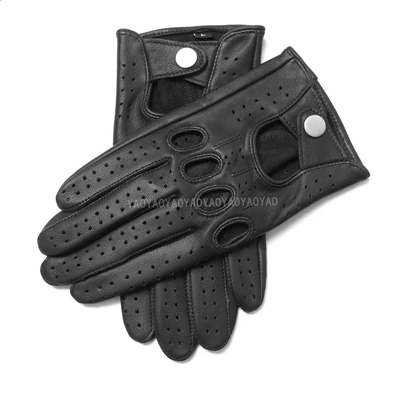 Men Leather Gloves Male Breathable Fashion Classic Goatskin Unlined Thin Spring Summer Driving Mittens 241226
