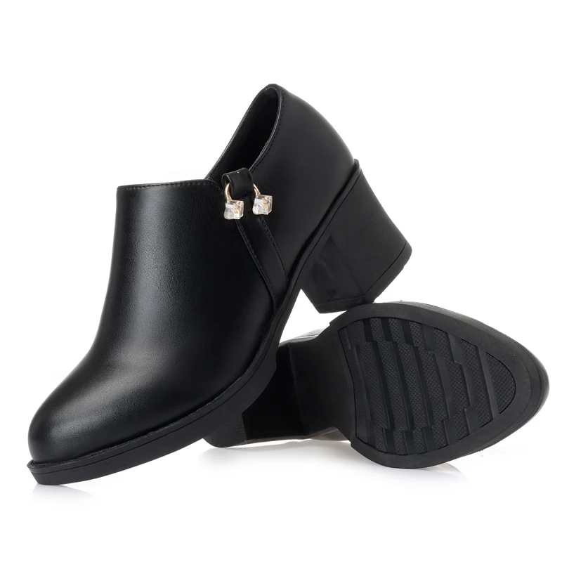AIYUQI Spring Shoes Women High Heel Genuine Leather Round Toe Rhinestone Women Daily Shoes Fashion Ladies Dress Shoes