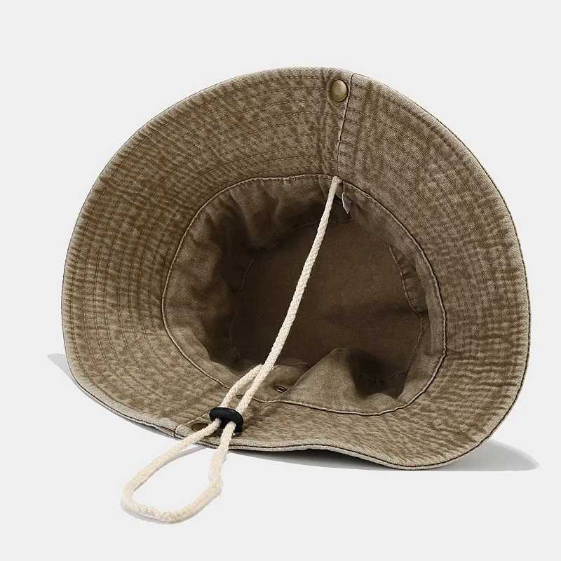 Cotton stone washed sun hat womens wide brown fishing hat summer bucket hat outdoor hunting Boonie C W241225