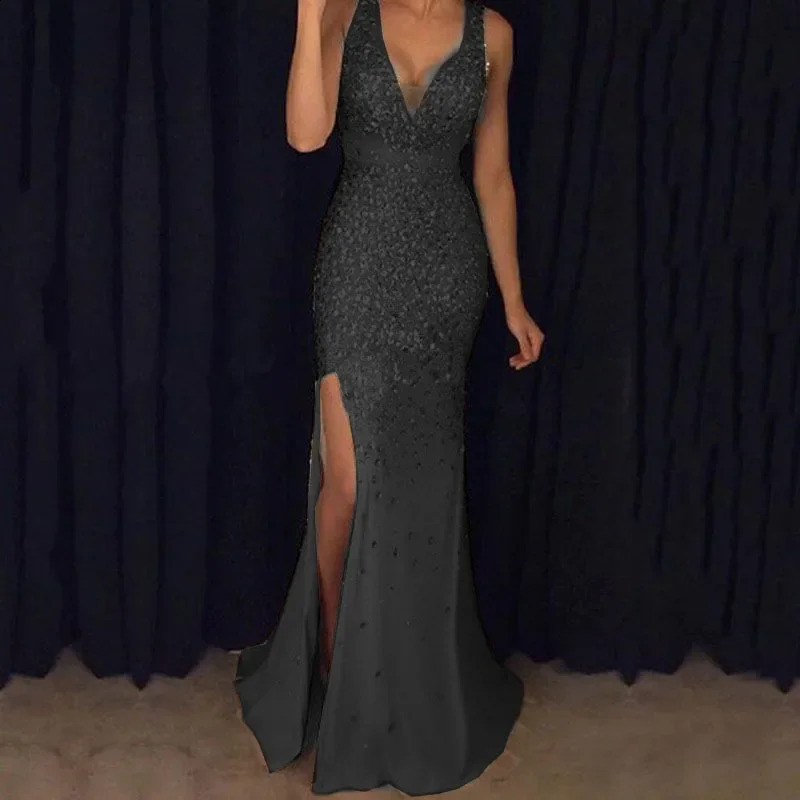 Summer sleeveless gold embossed evening dress with European and American style cross stitch womens fashionable dress 241226