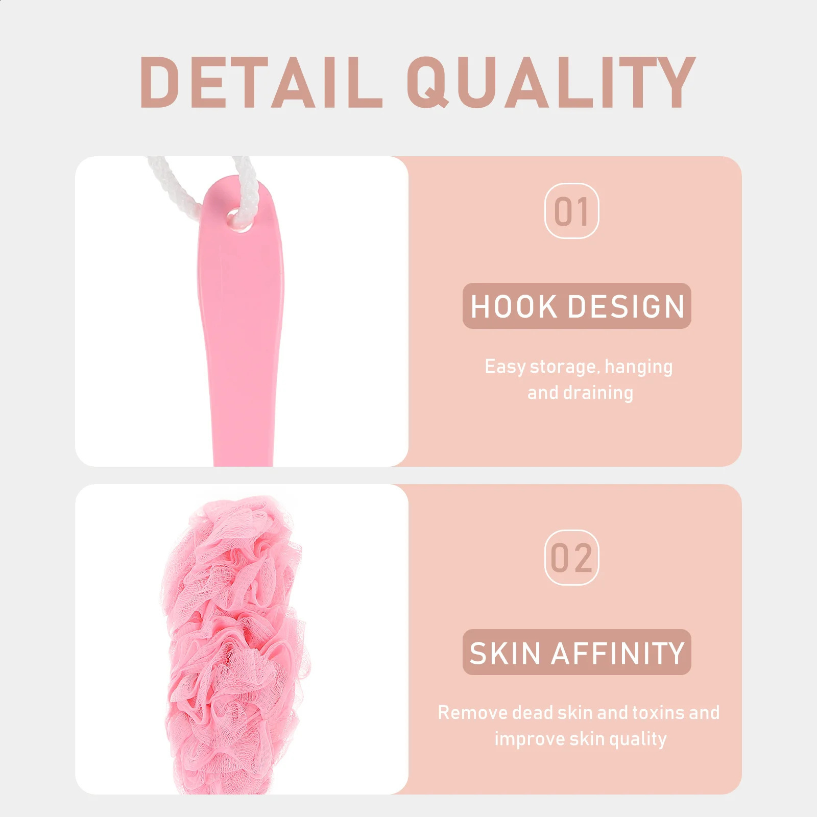 3 Pcs Sponges Long Handle Bath Brush Tools Scrub 4100X800X500CM Scrubber Pink Back Body Cleaning Massage Baby 241226