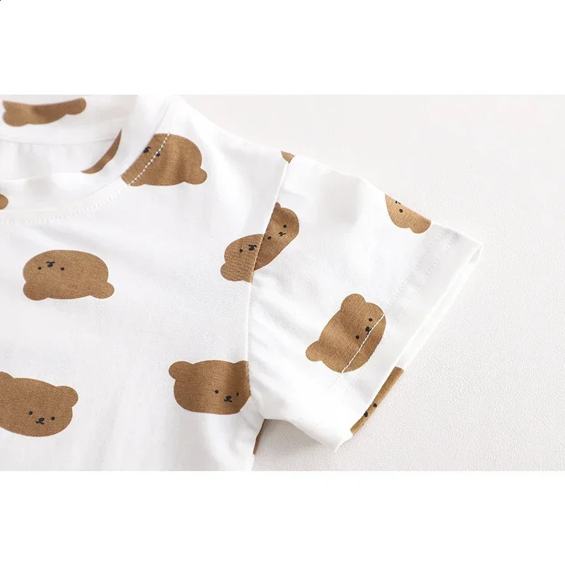 Kids Suit 2pc TShirtdress Pants kid clothes twin baby for boy and girl shortsleeved Cotton Short Sleeve Set 241225