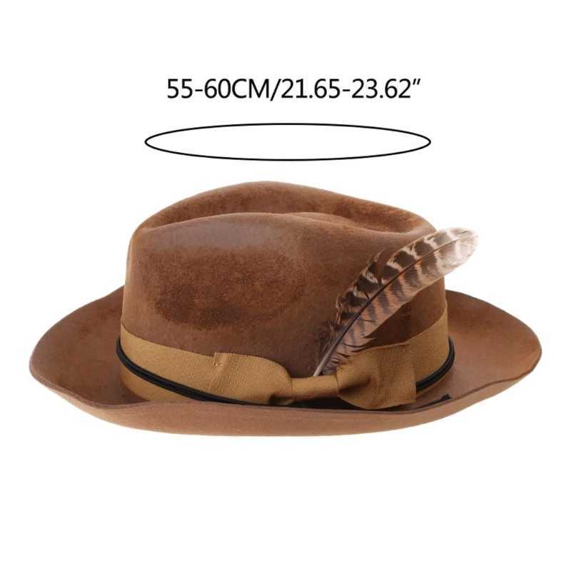 British style mens and womens one-third hats Distred Carnival wool one-third hats winter and autumn hats feather design W241225