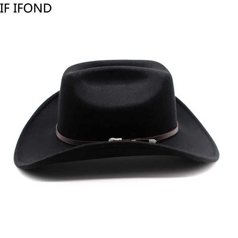 Retro Western Mens Cowboy Hat Jazz Cowboy Hat Leather Wide Eaves Church Sombrero Hombre Cs W241225