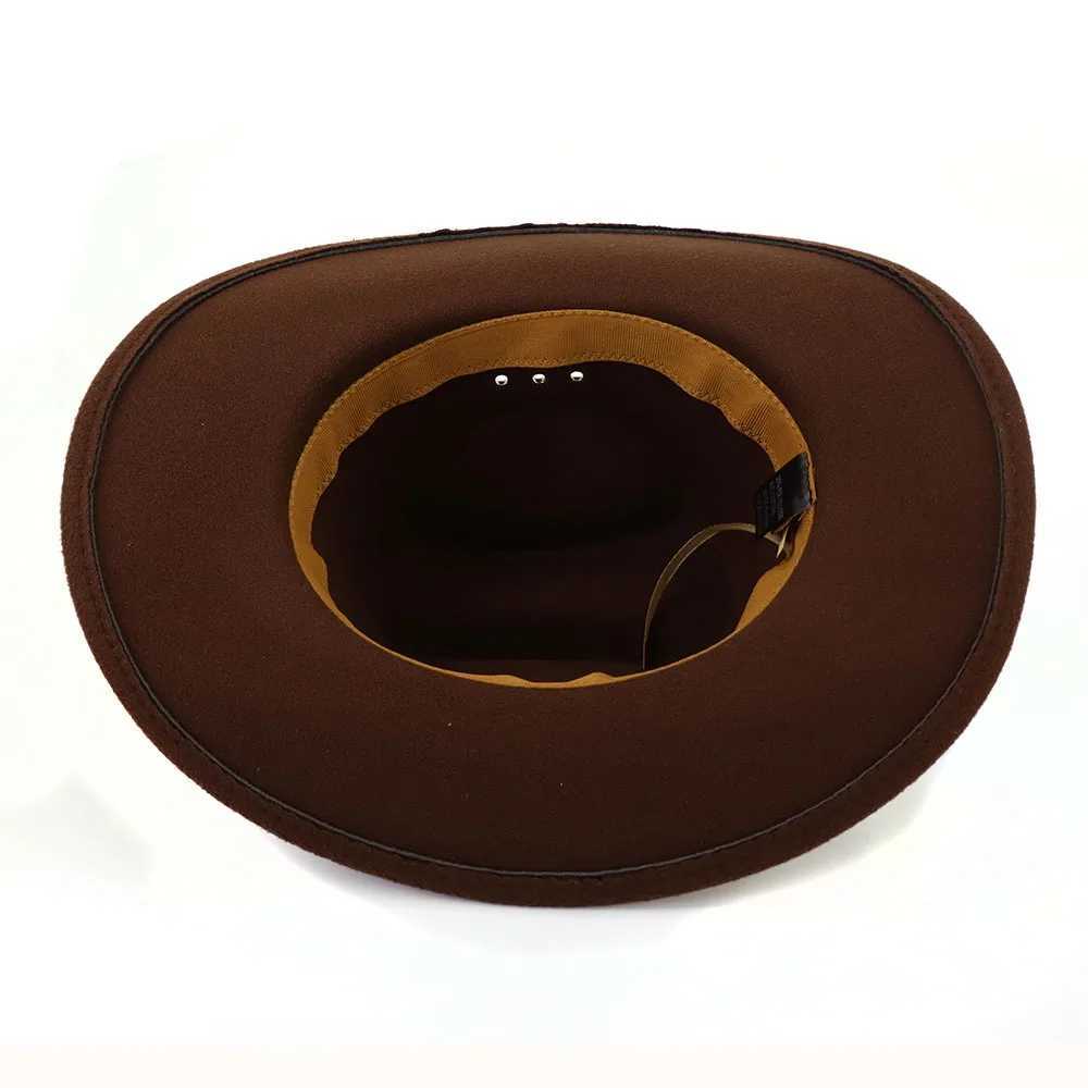 Western style womens denim hat mens cream solid color retro Fedora hat womens charm top unisex wide brown Panama felt C W241225