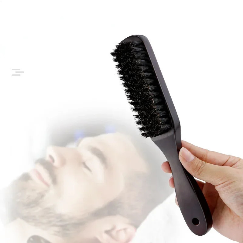 Men Beard Brush Wood Handle Boar Bristle Moustache Cleaning Brush Hairdressing Anti Static Barber Hair Styling Comb Shaving Tool 241225