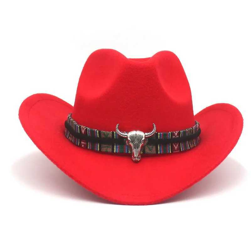 Western cowboy hat parents children family ladies hat Roll Brim cowboy girl C jazz Fedora hat Felt C ethnic women children W241225