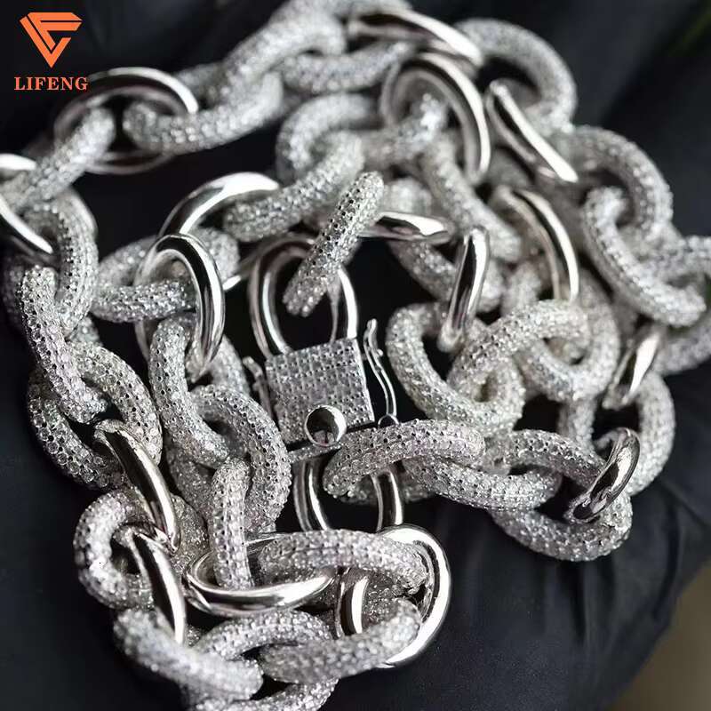 Custom Iced Out VVS Moissanite Gold Plated Solid Sterg Sier Balls Cuban K Tennis Chains Hip Hop Jewelry Necklace Men