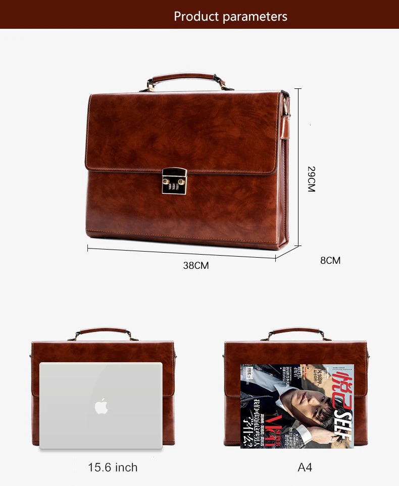 Mens Business Handbag Password Lock Executive Briefcase Rero Portfolio Attache Large Capacity Office Computer Bag 241225