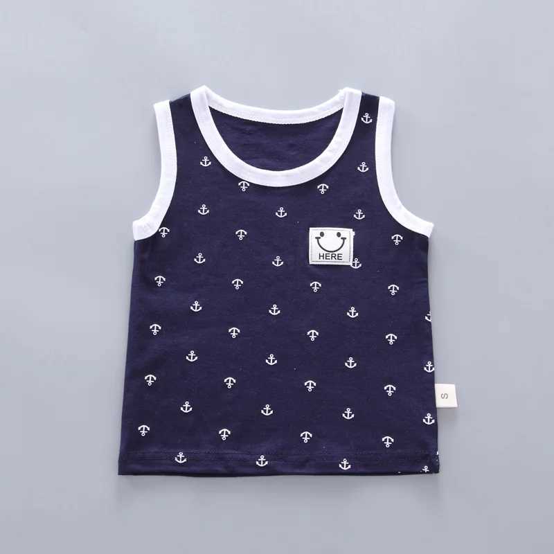Clothing Sets Newborn Baby Clothes Print Boys Suit Summer Baby Girl 2 Pieces Suit Sleeveless Top+ Denim Short Toddler Boy Set Cotton OutfitsY241225QJH