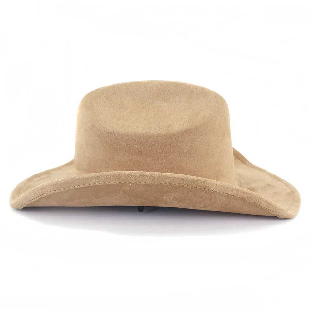 Suede Western Cowboy Hat Mens Retro Mens Jazz Cowboy Hat Panama Sun C Wide Brown Cloche Church Fedora Hat W241225