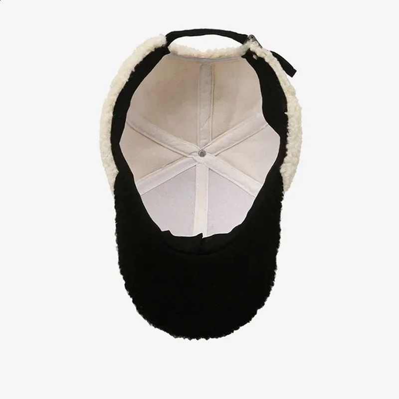 Trendy Big Letter Embroidery Men Winter Hats White Brown Lambswool Baseball Cap for Women Warm Plush Trucker Hats Gorras 241226