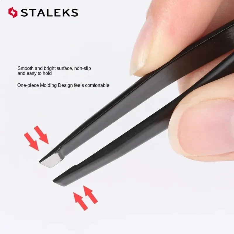 STALEKS TE-11/3 Oblique Mouth Eyebrows Tweezers Stainless Steel Beard Clips Tweezer Eyelash Extension Makeup Tools 241223
