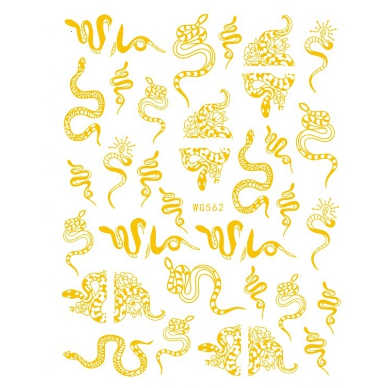 10PCS/Package Rainbow Golden Snake Dragon Nail Art Sticker DIY Bronzing 3D Love Nail Art Applique Nail Supplies 241225