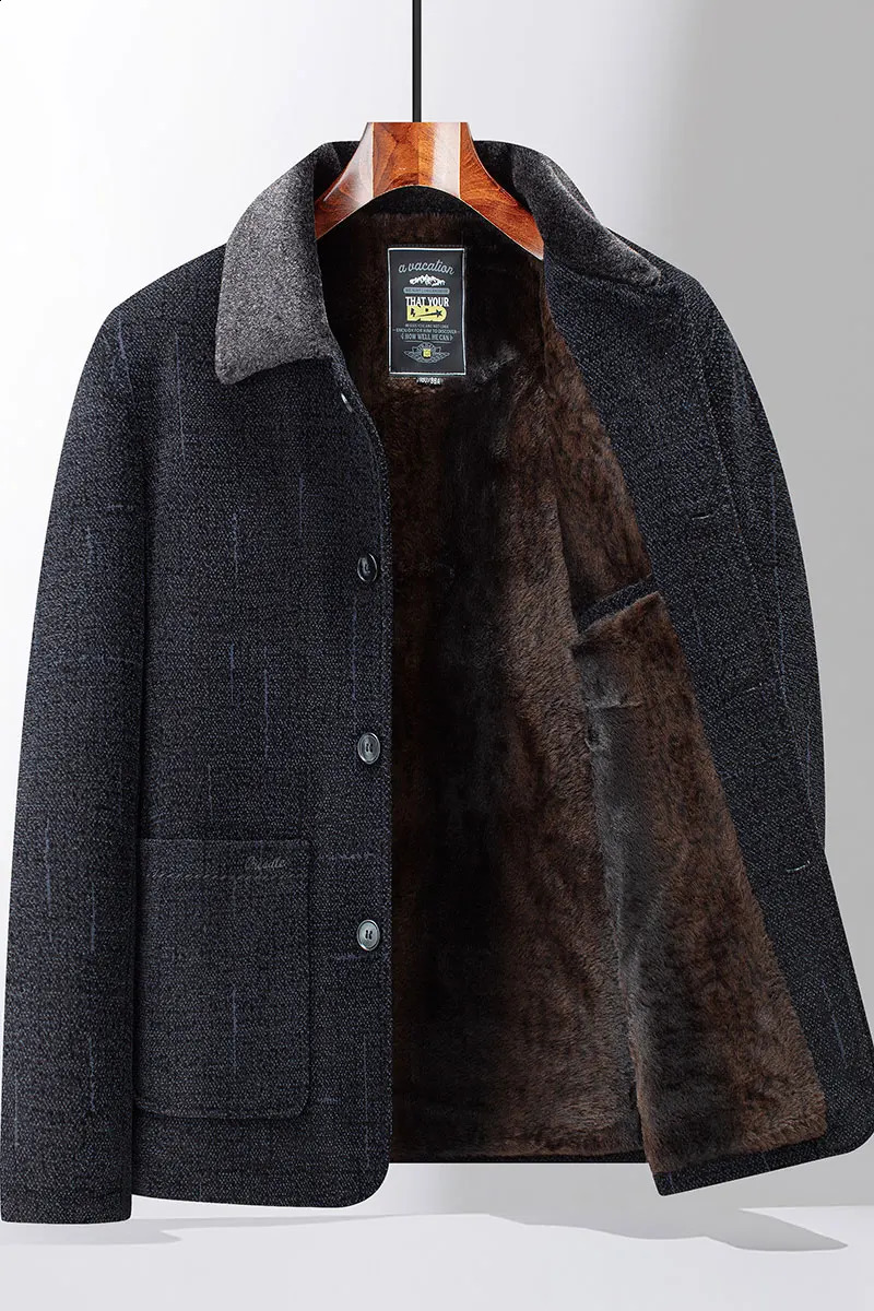 2024 Men Woolen Coats Mens business Casual Trench Coat Winter Coat with wool inner Man Autumn and Winter Wool Coat for Men 241223