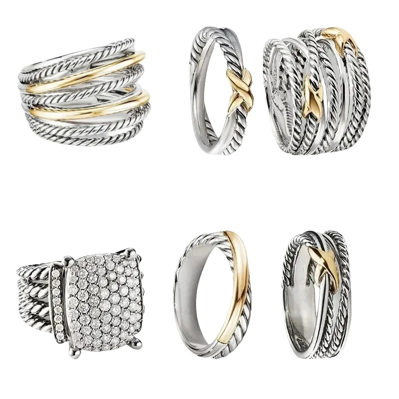 designer Rings for women mens Twisted Vintage band ring Diamonds 925 Sterling Silver ring 925 silver fashion 18k Gold Plating jewelry gift with box