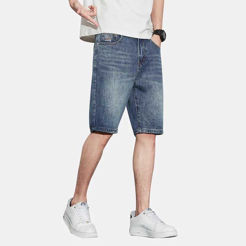 2024 summer denim shorts mens jeans blue ultra-thin straight mens knee length pants mens shorts streetwear Casaul mens clothing W241226