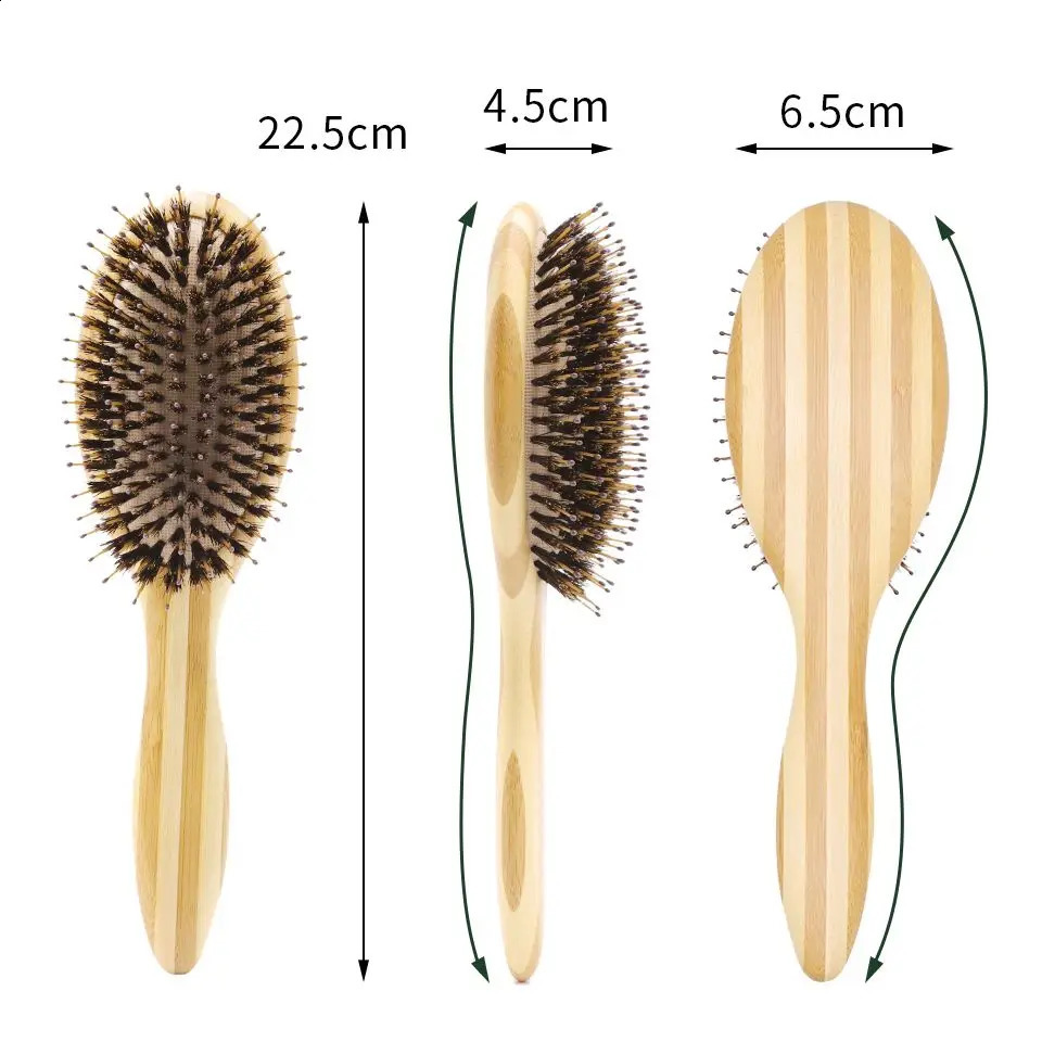Boar Bristle Hair Brush Wholesale Bamboo HairBrush Natural Boar Hair Brush Customized 241225