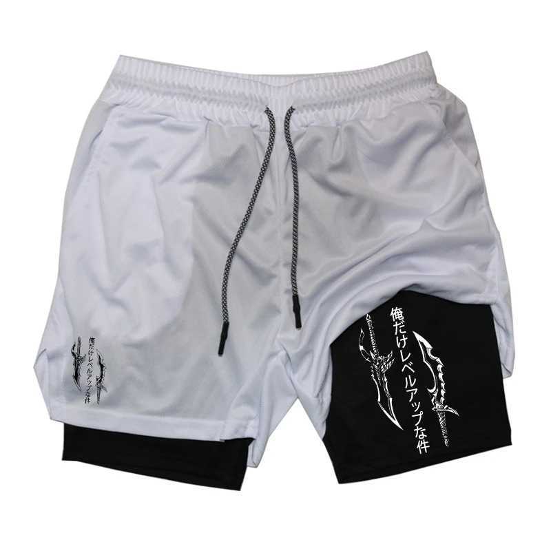 Graphic 2 in 1 Workout Running Shorts for Men Gym Athletic Performance Shorts with Compression Liner Phone Pocket Towel LoopXJ241226