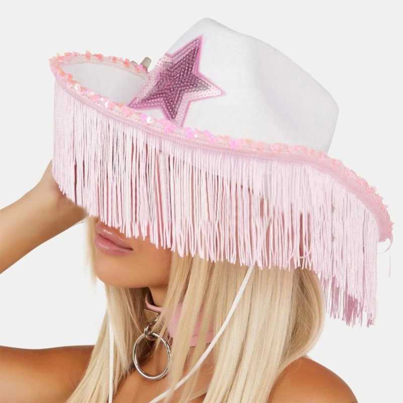 Cowboy hat edge glitter star decoration Halloween flash hat Dr Up cosplay party costume accessories W241225