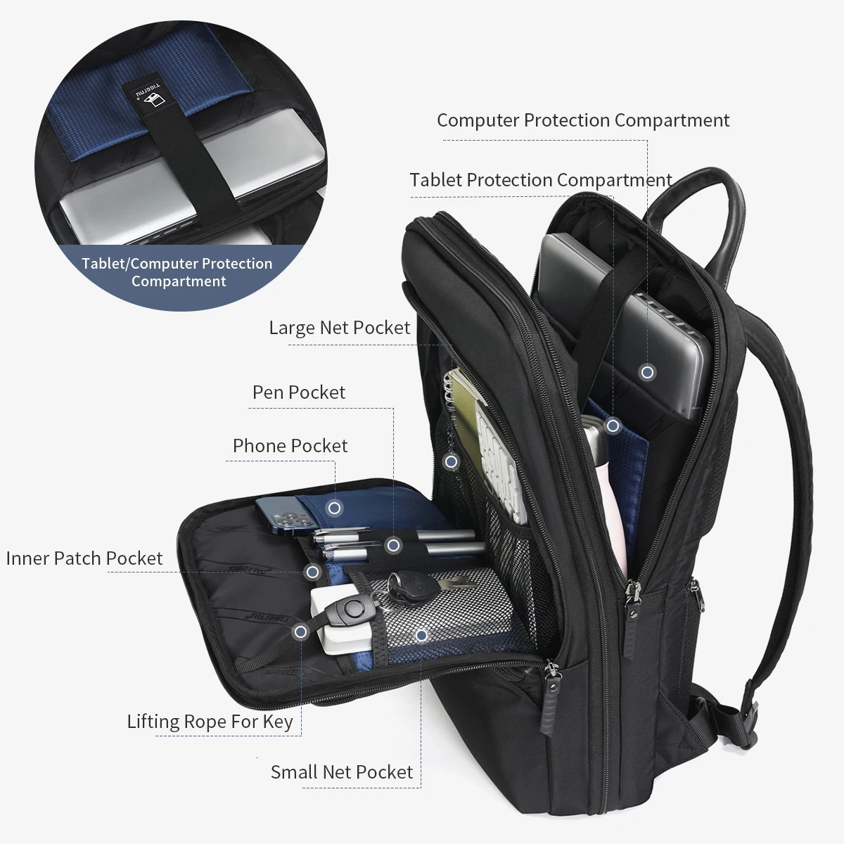Warranty Expandable Backpack Men Thin Bag For Men Travel Back Pack Waterproof Male 15.6inch Laptop Backpack Bag Mochila 241225