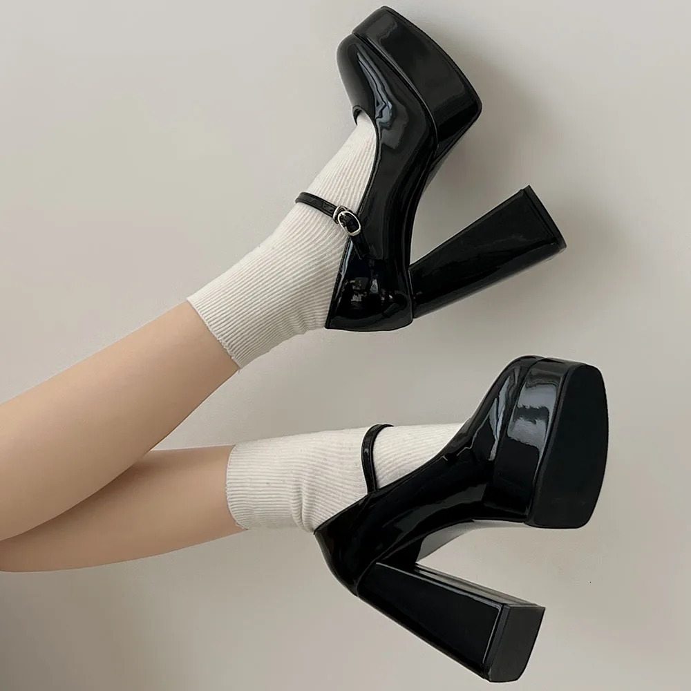 Vintage y2k Chunky High Heels Platform Pumps Summer Super Lolita Mary Janes Shoes Women Pumps Footwear 241225