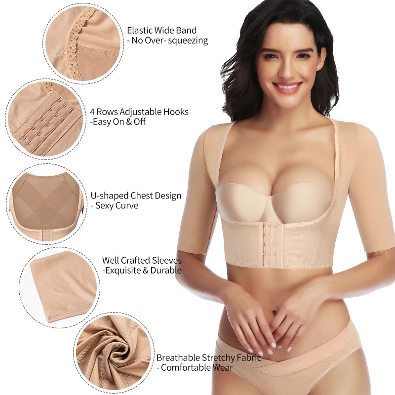 Back Support Upper Arm Shaper Post Slimming Underwear Compression Sleeves Posture Corrector Tops Shapewear for Women 241225