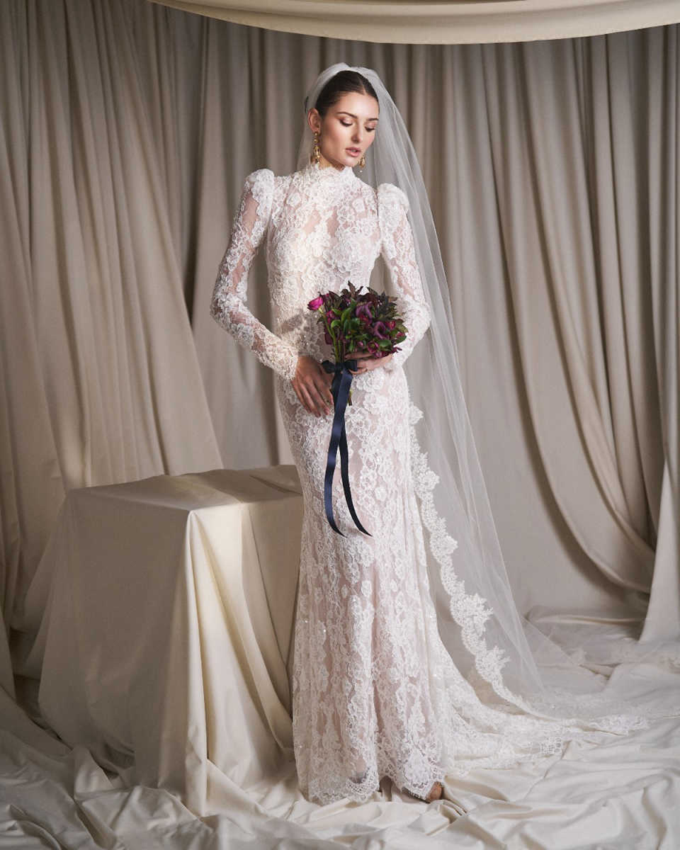 Arabic Plus Size Mermaid Wedding Dresses Lace Appliques High NeckFull Sleeves Vintage Bridal Gowns Dress