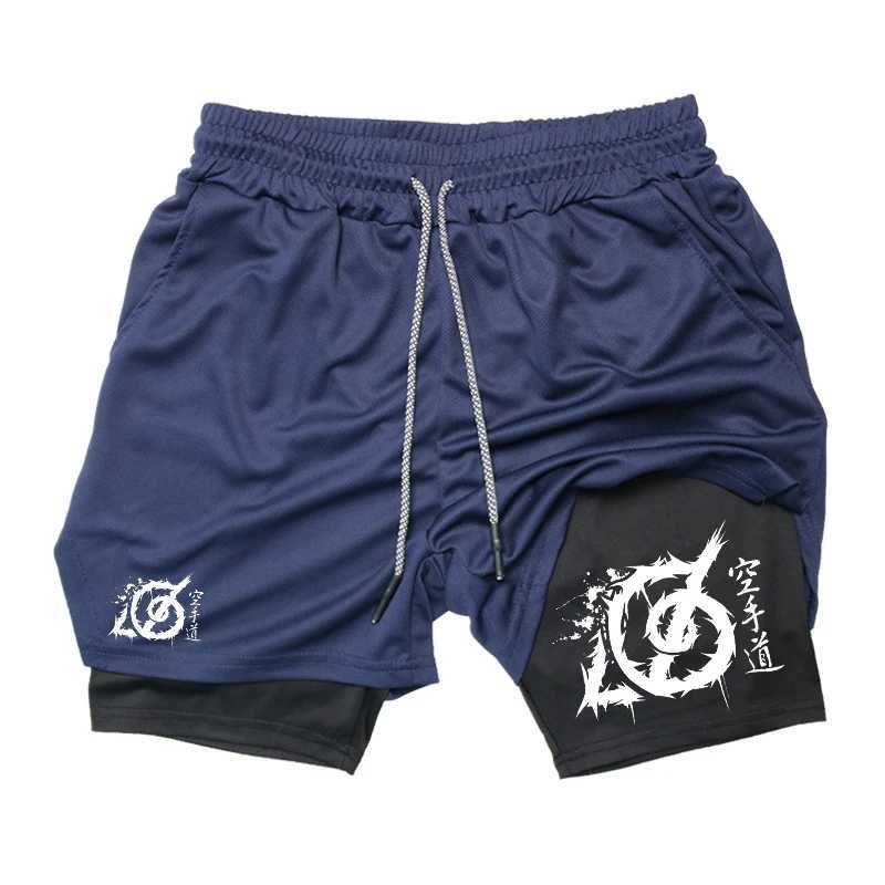 Karate Graphic 2 in 1 Workout Running Shorts for Men Gym Athletic Sport Shorts with Compression Liner Phone Pocket Towel LoopXJ241226
