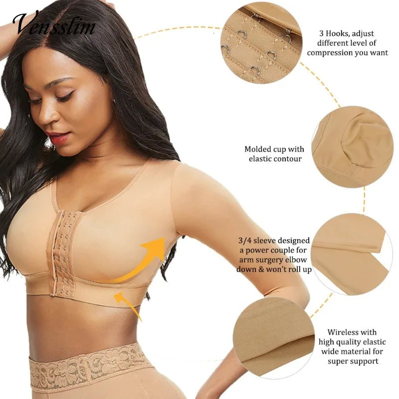 Arm Shaper for Women Post Surgery Push Up Bra Compression Sleeves Slimming Arm Front Closure Seamless Shapewear 241225