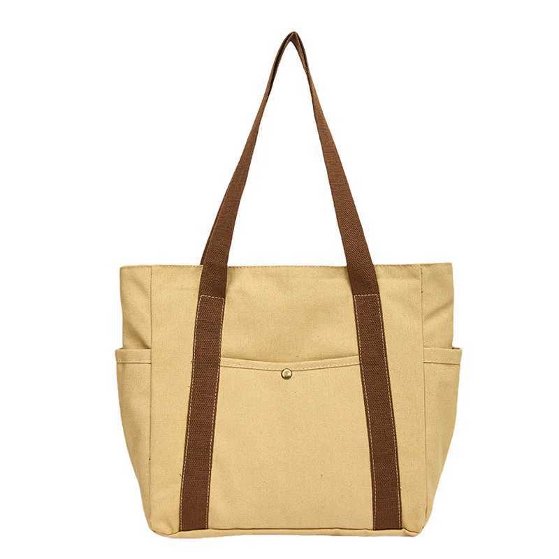 Preppy Style Shoulder Bag Unisex Large Capacity HandBag Casual Versatile Solid Canvas Bag Student Commuting Zipper Square BagXJ241225