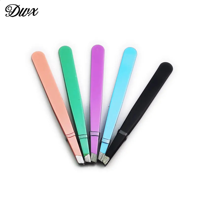 12 pcs/lot Eyebrow Tweezers Clamp Pincet Eyelash Stainless Steel Tongs Clip factory power Makeup Tools wholesale 241223