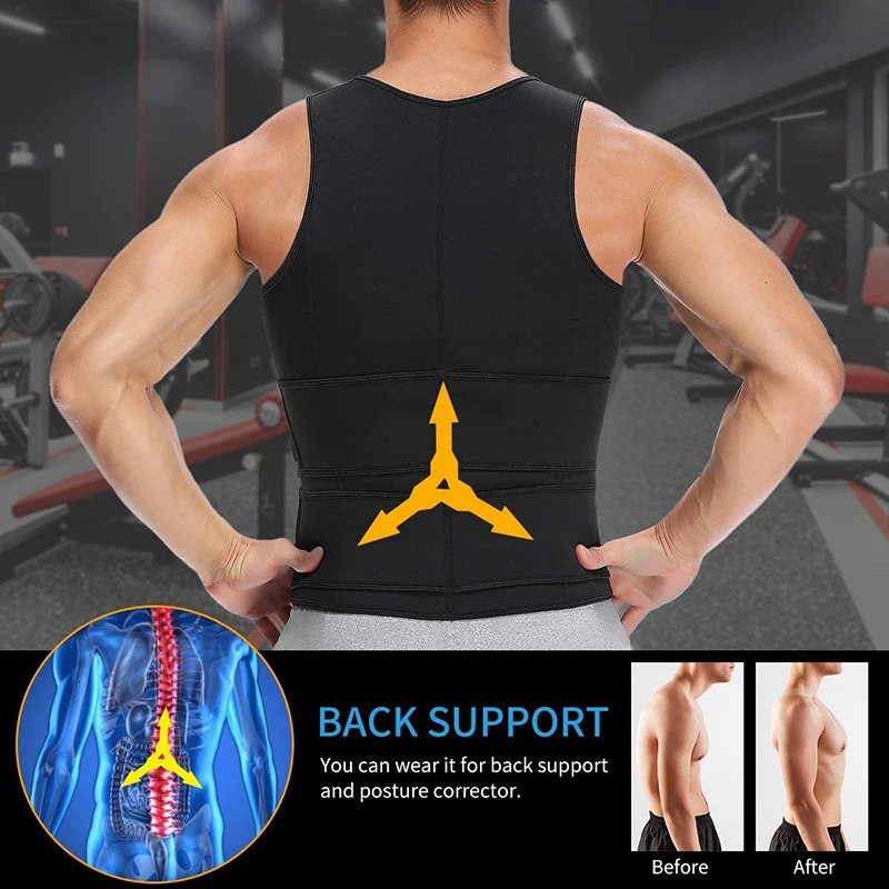 Men Body Shaper Waist Trainer Vest Slimming Shirt Sauna Sweat Vest Compression Undershirt Shapewear Fat Workout Tank Tops 241225