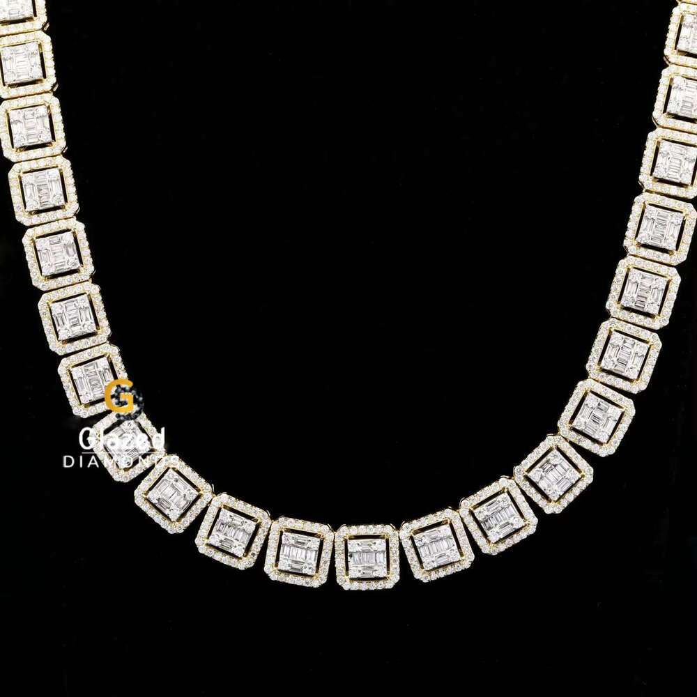 Unique Designer 10Kt Gold Hip Hop K Chain Adorn With Round And Baguette Cut Vvs Clarity Lab Grown Dias For Men