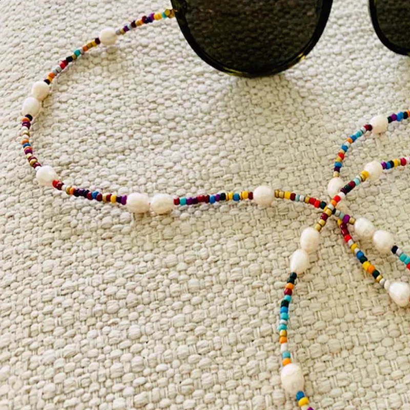 Women Natural Freshwater Pearl Sunglasses Chain Bohemian Colorful Beads Glasses Strap For Man Sunglasses Holder Fashion Jewelry 241226