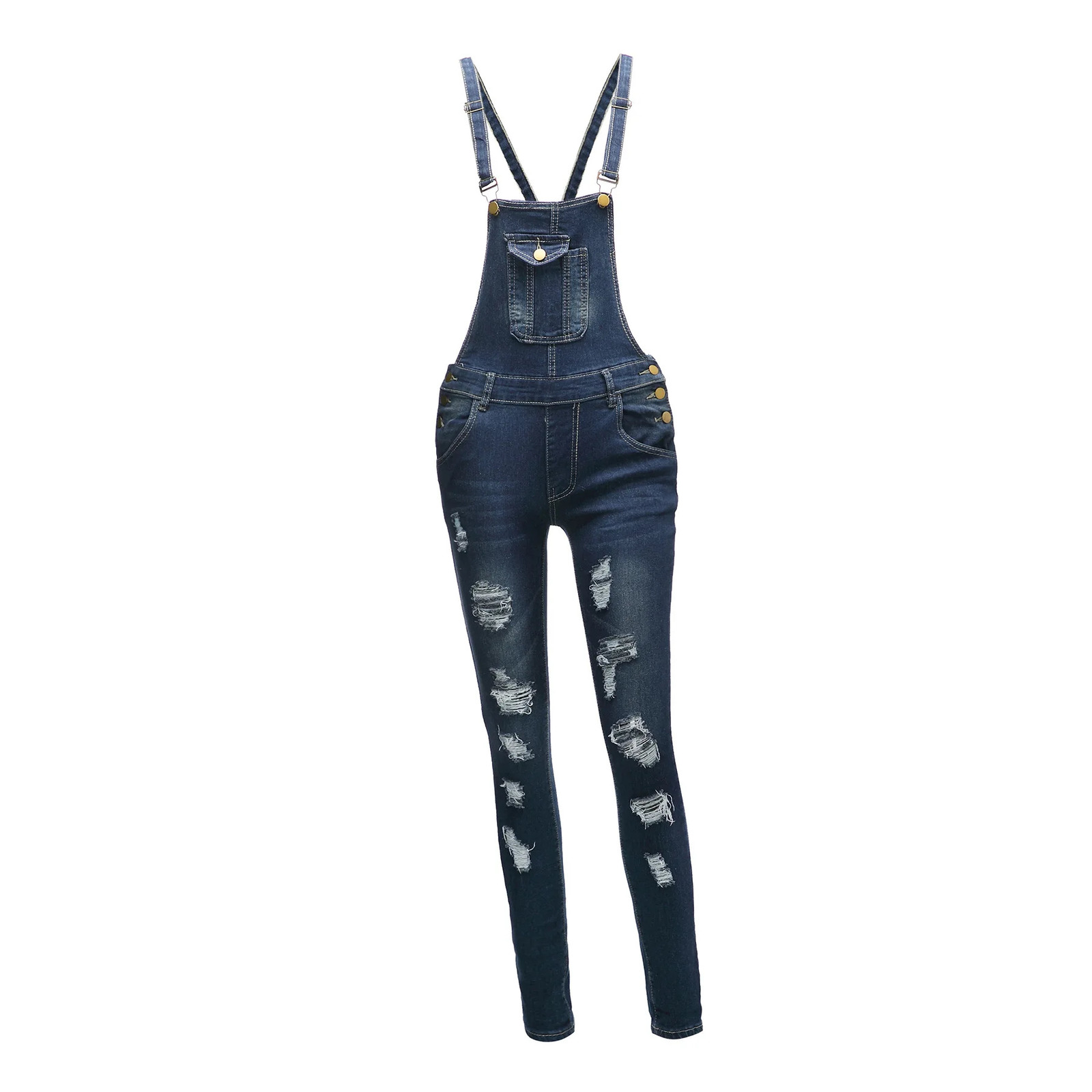 Ripped Jeans Denim Ankle Length Pencil Pant Overalls Distressed Washed Pockets Vintage High Street Spliced Hole 241224