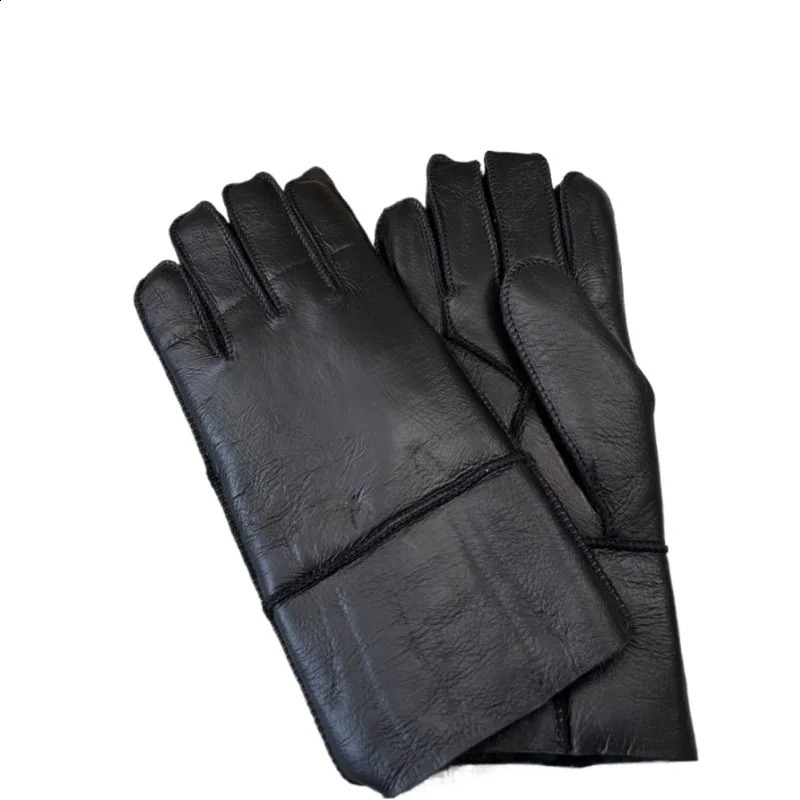 Fur Integrated Gloves for Men Sheepskin Fur Gloves Winter Warm Real Fur Outdoor Windproof Motorcycle Riding Style 241226