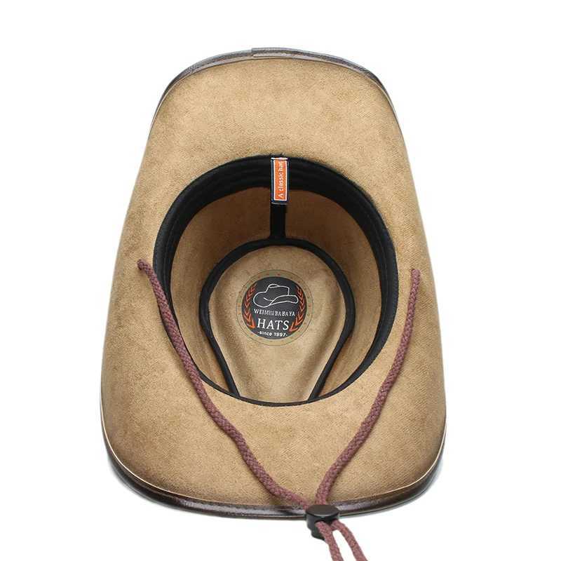 Designer Brand Mens and Womens Quty Leather Western Outdoor Riding Beach Hat Cowboy C Shadow Warm Gorilla Para Hombres W241225