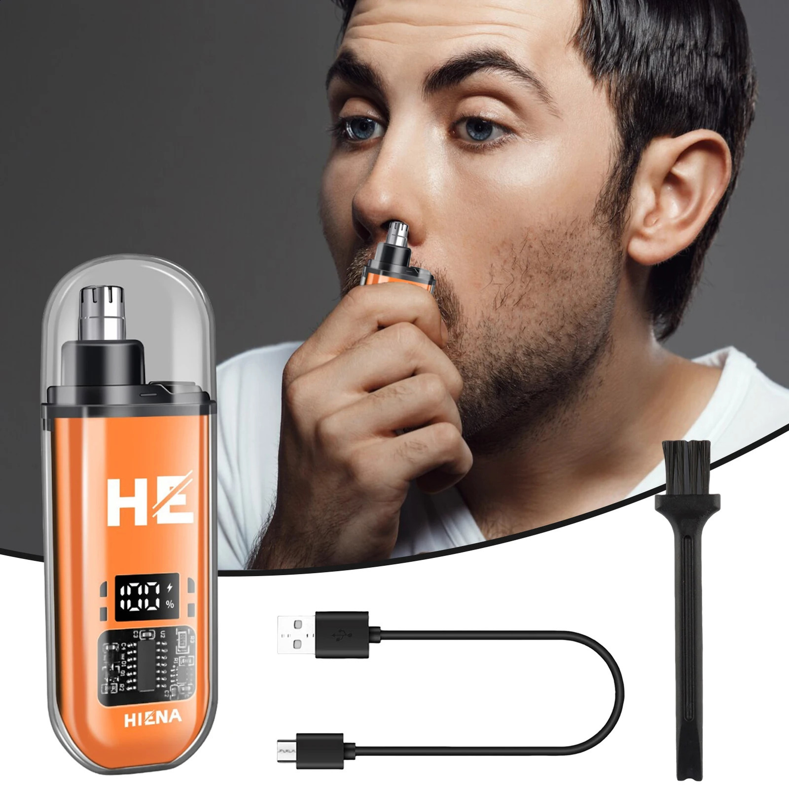 Nose Clippers Facial Hair Trimmer Digital Display Rechargeable Nose Trimmer Gift for Boyfriend Father Birthday 241226