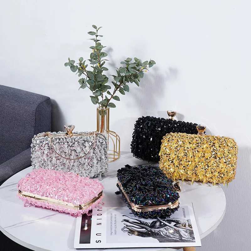 New Arrival New Womens Evening Bags Fashion Luxury Sequin Beaded Banquet Handbags Clutches Ladies Chain Small Shoulder Bag Purses T250227