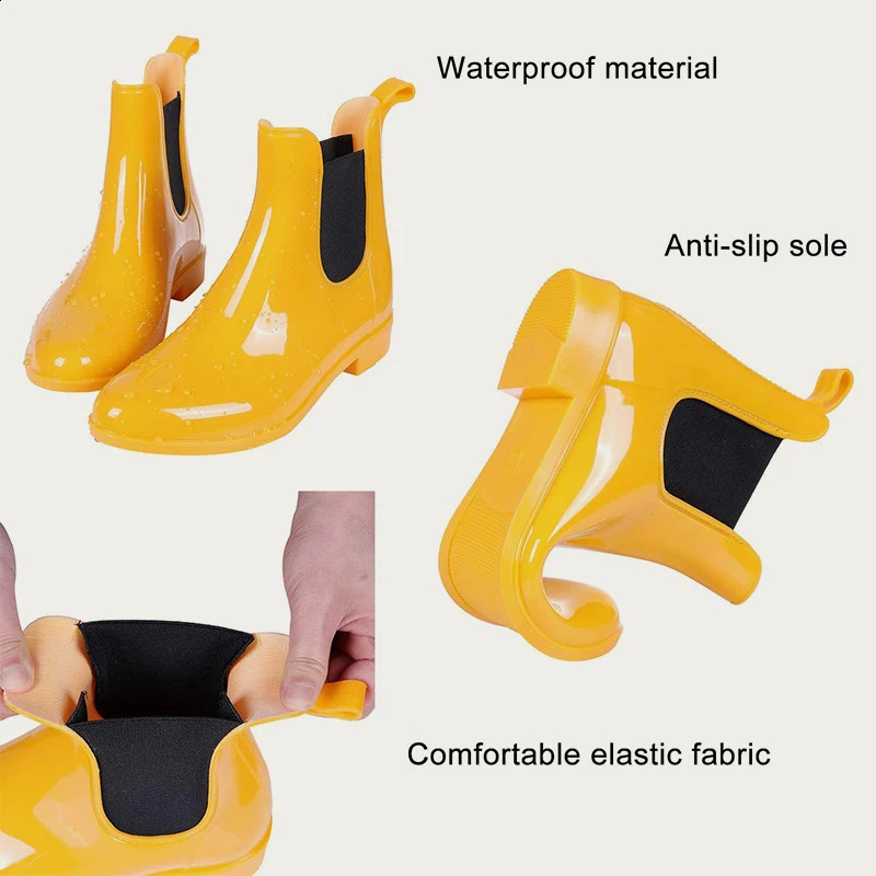 Bebealy Summer Women Waterproof Boots Fashion Women Rain Boot Outdoor Ankle Non-slip Garden Rain Boots For Women Home Rain Boot 241226